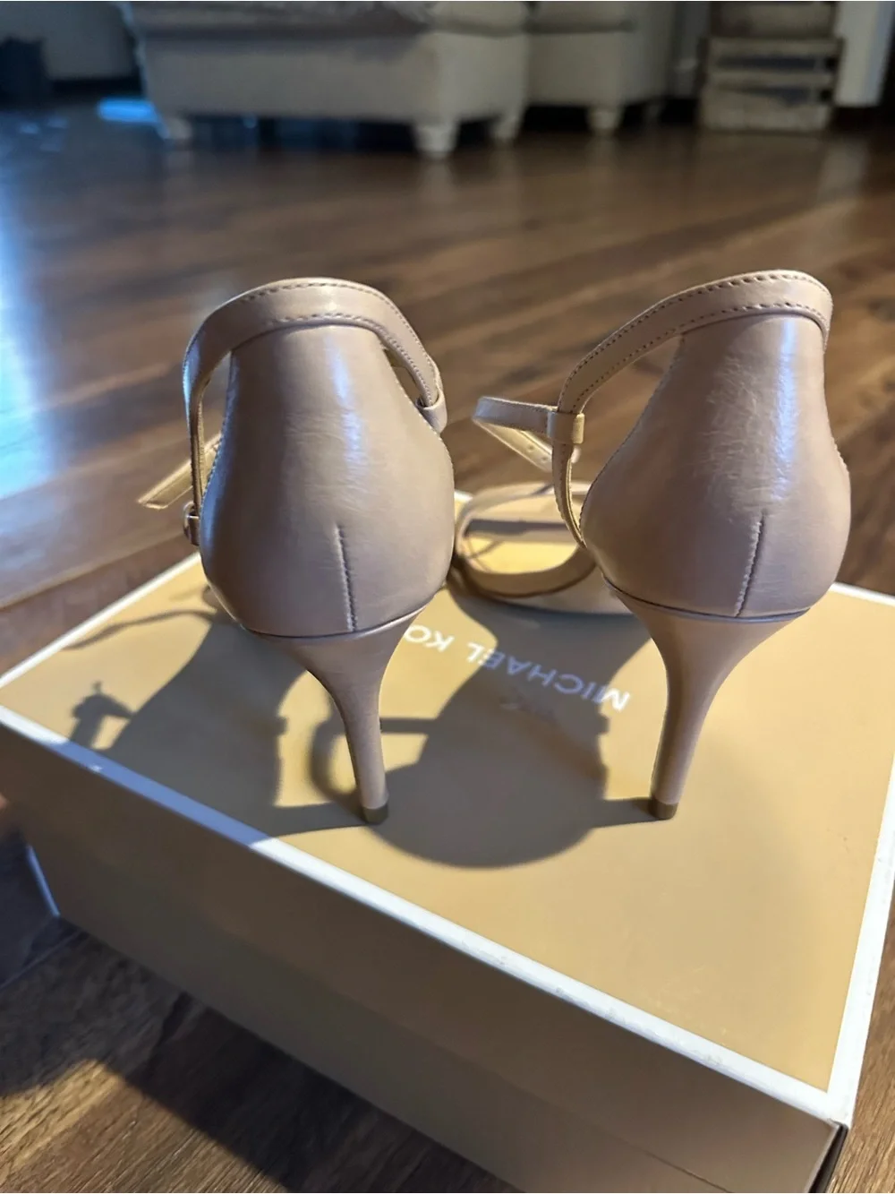 Brand New in Box Michael Kors Blush Leather Open-Toe Ankle-Strap Heels